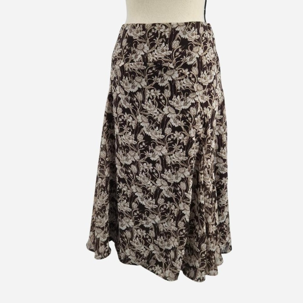 Cottagecore‎ Brown Floral midi skirt
